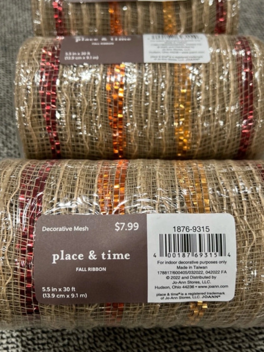 Place & Time Deco Mesh - Tan/Orange/Red/Yellow